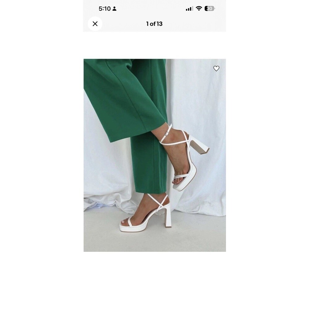 Princess Poly The Tessie Ankle Wrap Strap Block Heels Wm’s Sz 8 Matte White NEW